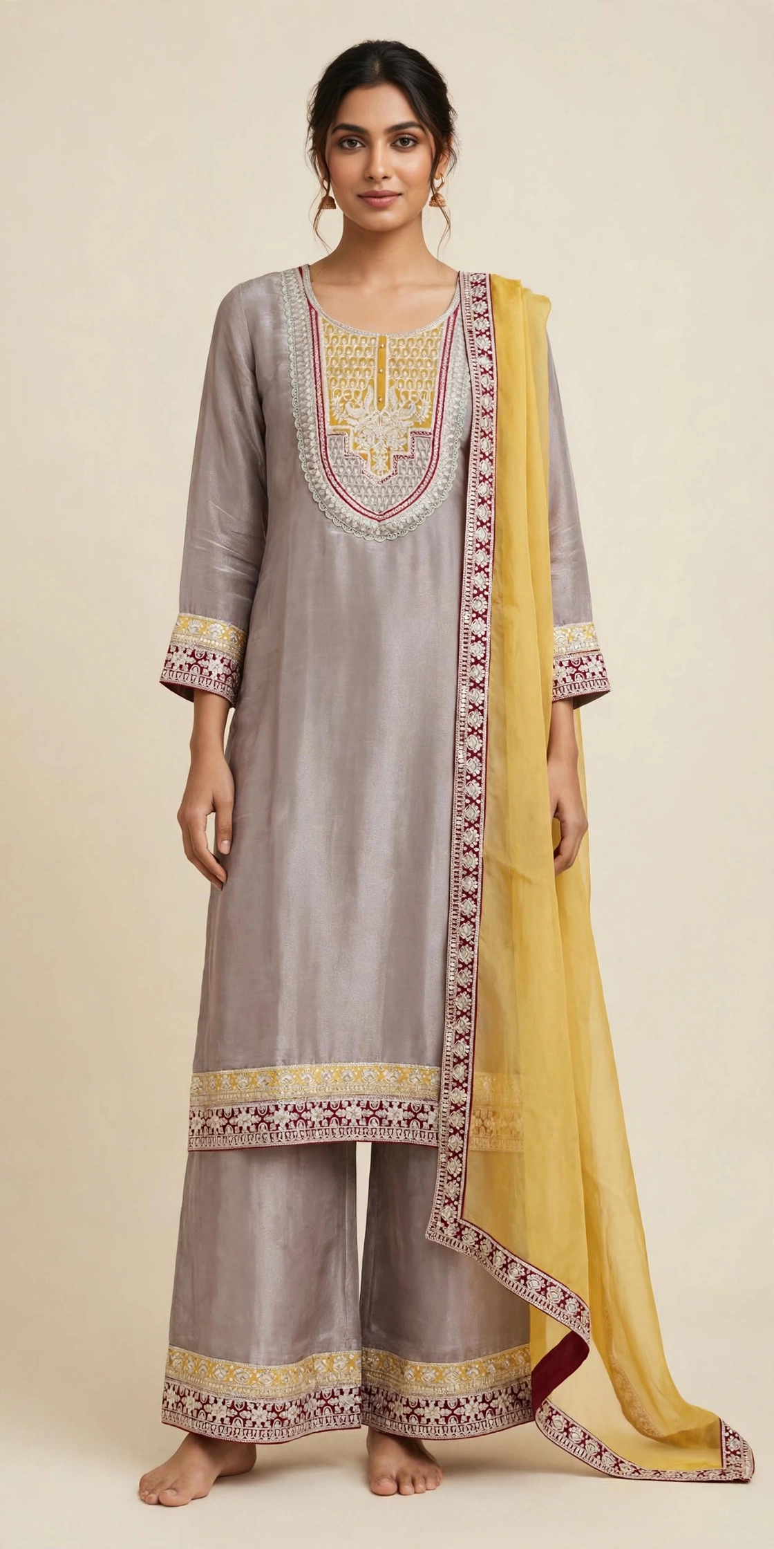 Organza Tissue Suit with Santoon Bottom